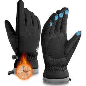 Men's Winter Warm Black Waterproof Touchscreen Ski Snow Cold Weather Gloves